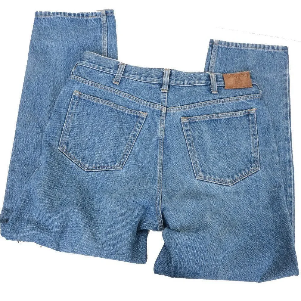 2 PAIRS! Lands End Men's 34X30 Blue Denim Straight Leg Jeans Medium Wash - Picture 3 of 8